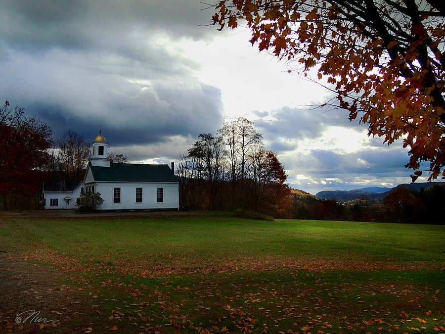 Piermont Church in Autumn Dusk Photograph by Nancy Griswold