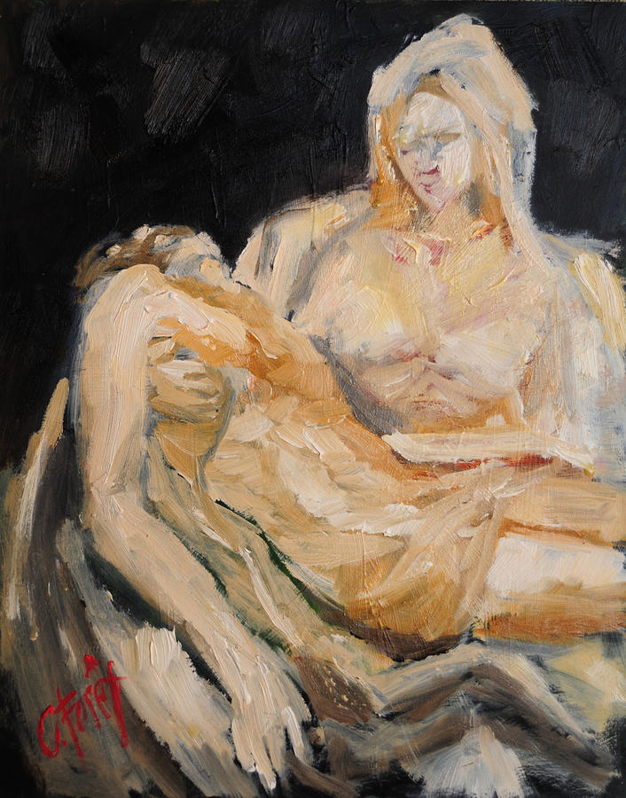 Pieta Painting by Carole Foret