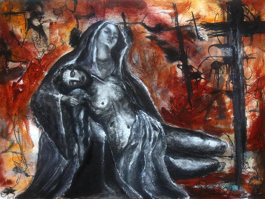 Pieta Painting by Mary C Farrenkopf