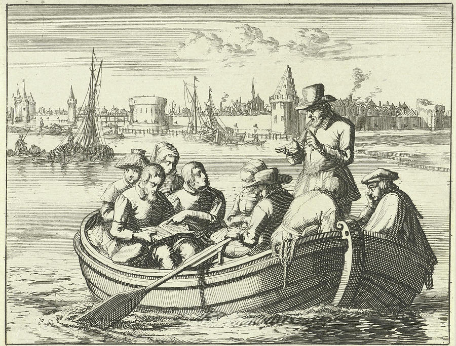 Pieter Pietersz. Bekjen Preaches Eight People In A Rowing Drawing by ...