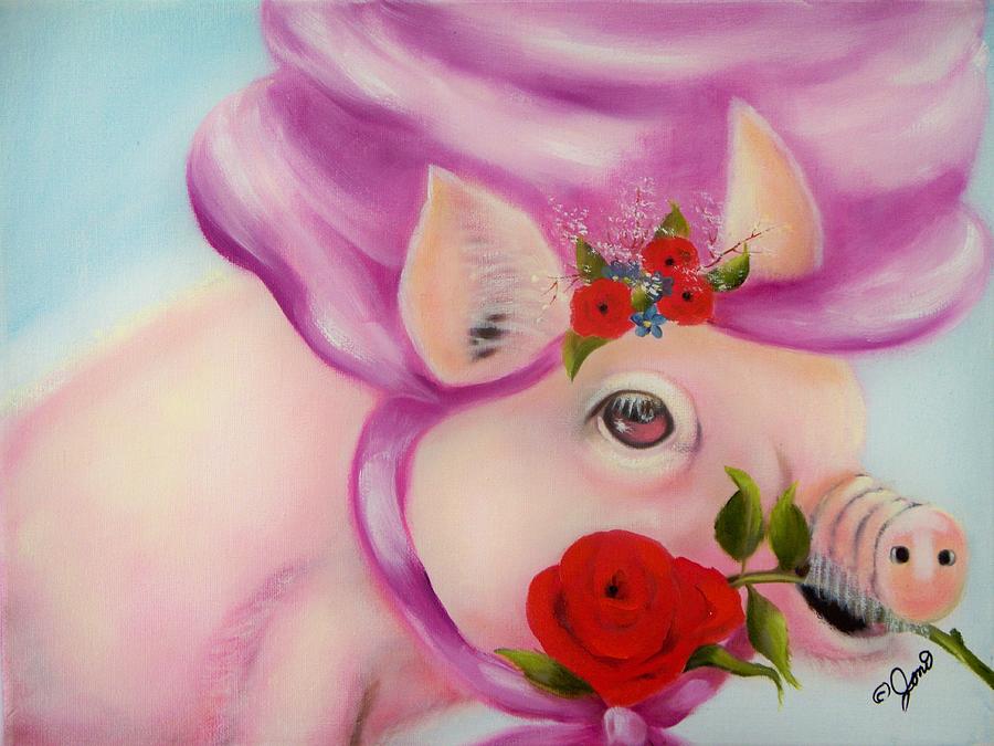 Pig Painting - Pig in Purple by Joni McPherson