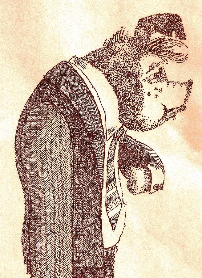 Pig in Suit Drawing by Larry Campbell