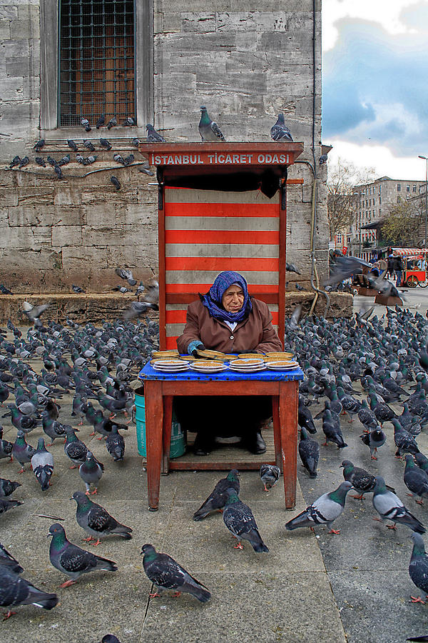 Turkey Photograph - Pigeon Lady by Arkamitra Roy