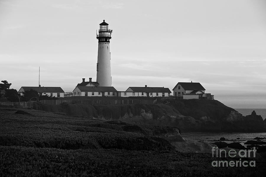 Pigeon Point Lighthouse California Black and Whte Photograph by Mel Ashar