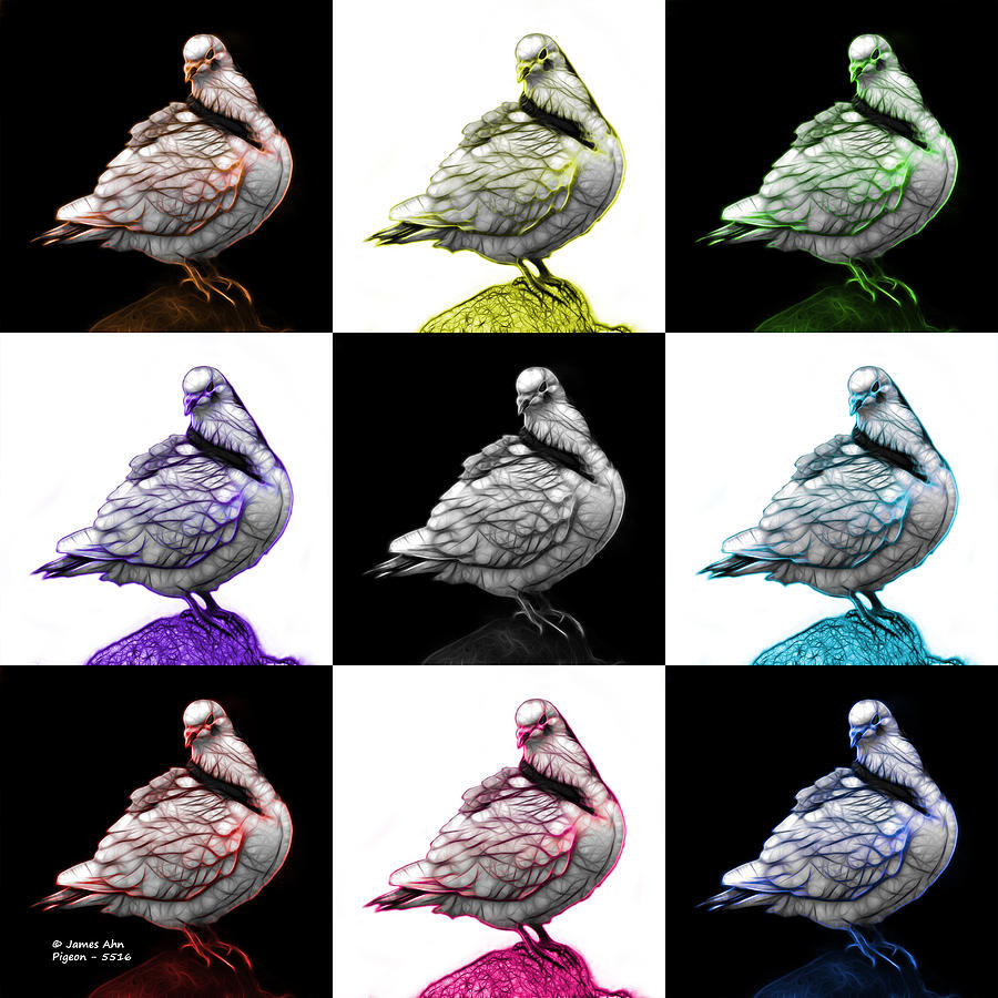 Pigeon Pop Art 5516 - FS - V1 - M-  Modern Animal Artist James A Digital Art by James Ahn