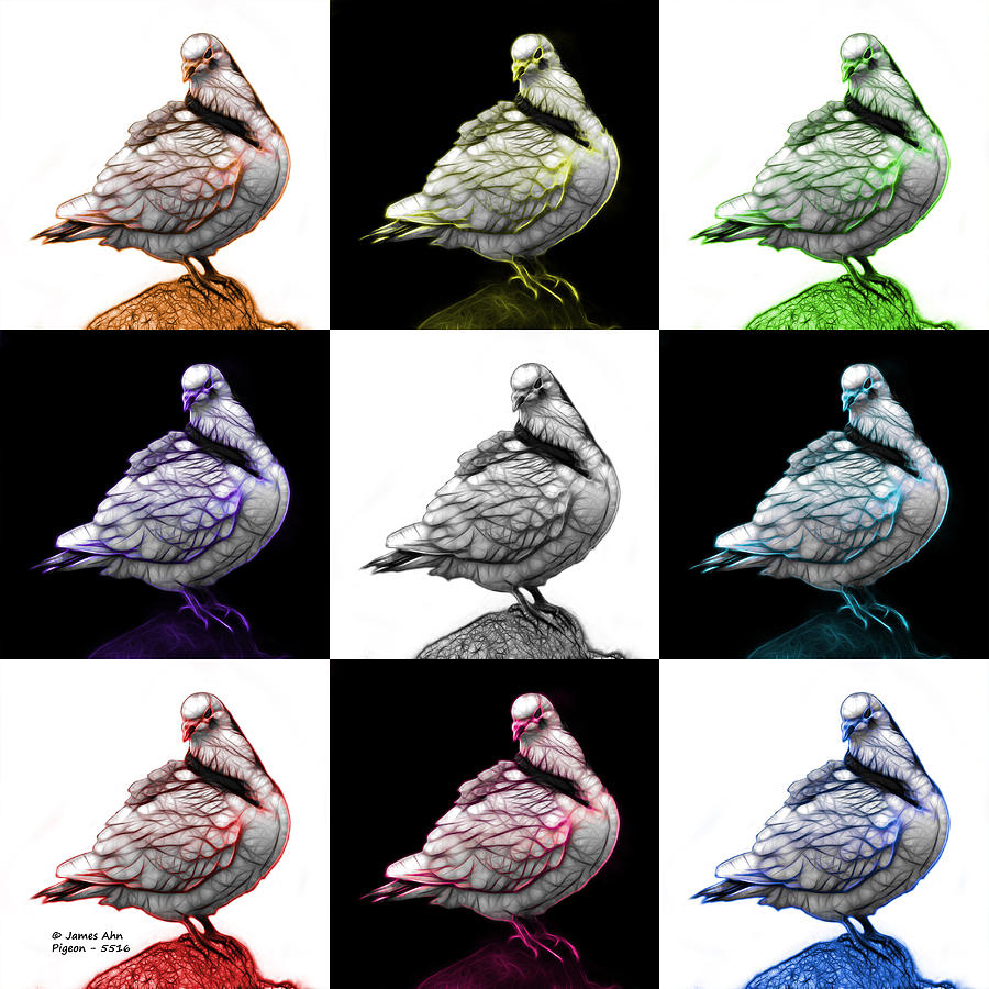 Pigeon Pop Art 5516 - FS - V2 - M-  Modern Animal Artist James A Digital Art by James Ahn