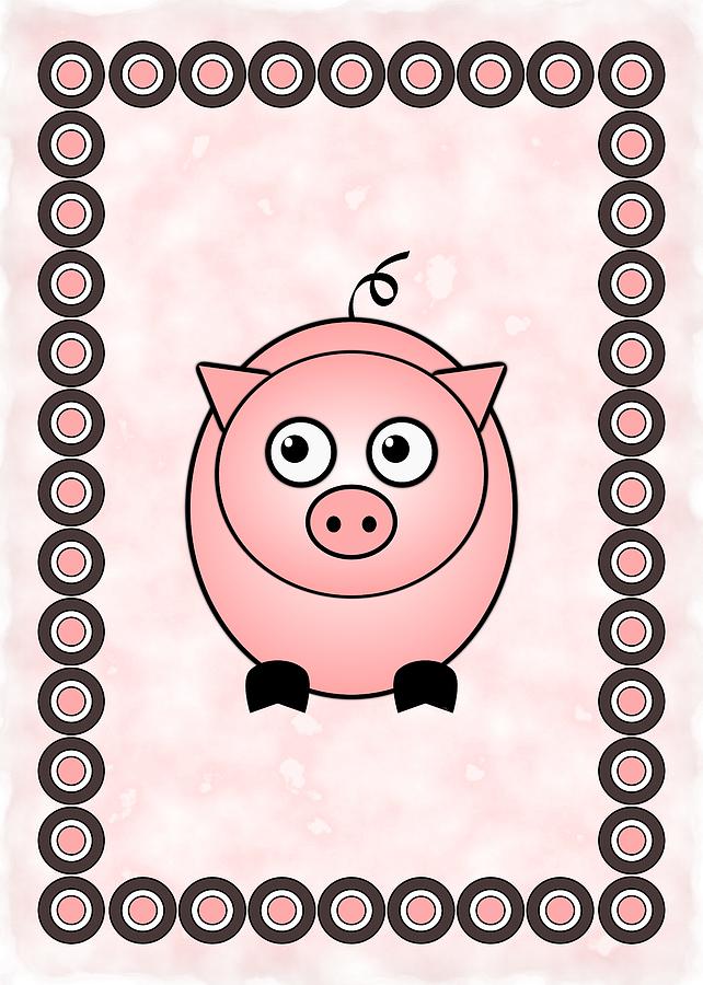 Animal Digital Art - Piggy - Animals - Art for Kids by Anastasiya Malakhova