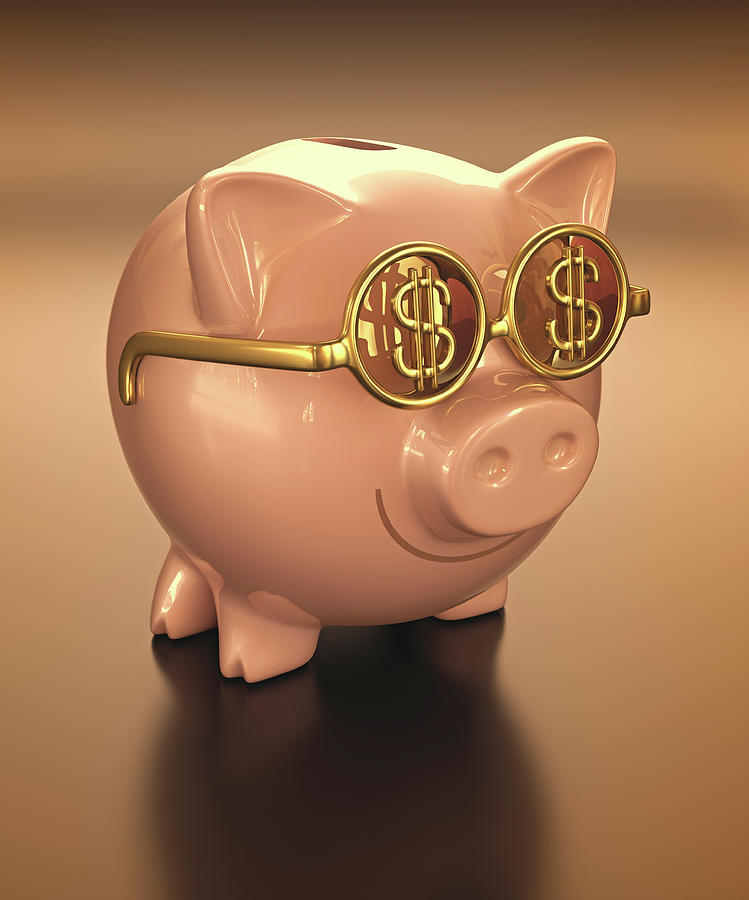 Piggy Bank Wearing Glasses Photograph by Ktsdesign