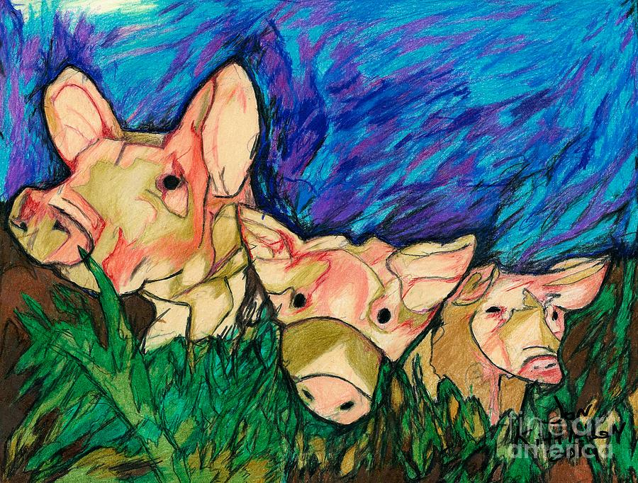 Piggy Sue and her gang Drawing by Jon Kittleson