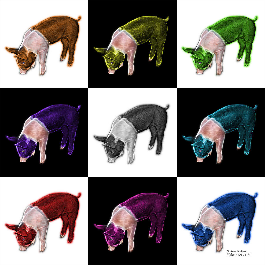 Pig Digital Art - Piglet - 0878 FS - M - V2 by James Ahn