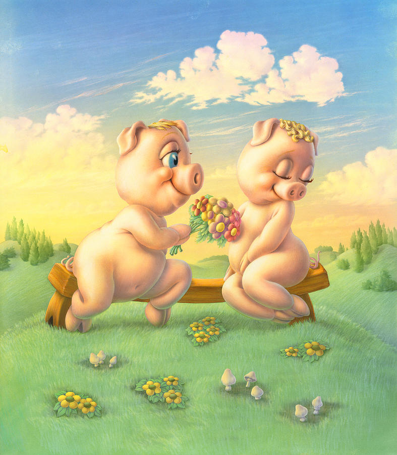 Pigs in Love Photograph by MGL Meiklejohn Graphics Licensing
