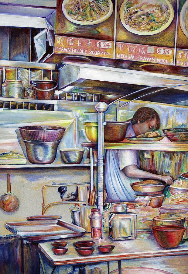 Pigtail Soup Singapore Painting by Gaye Elise Beda