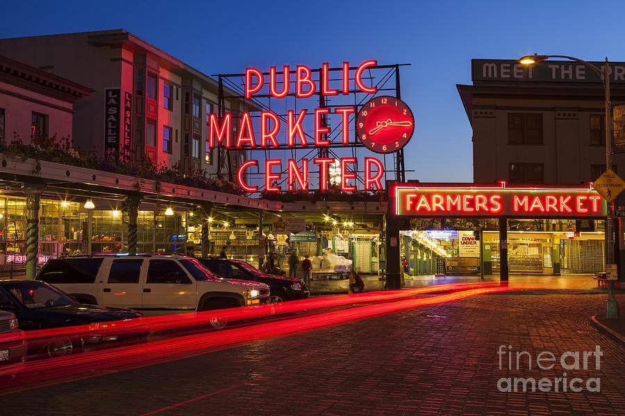 Pike Place Market at Night Photograph by Bryan Mullennix