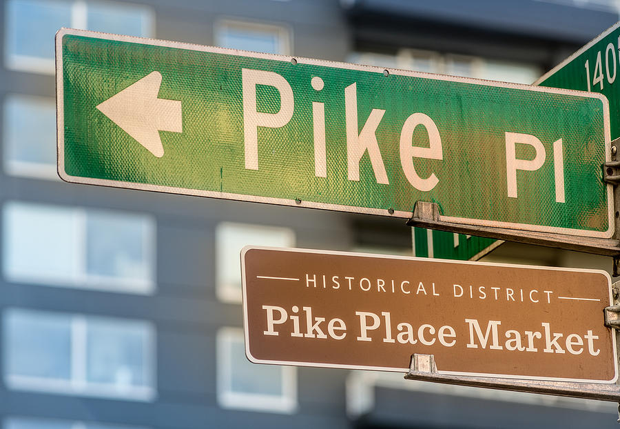 Seattle Photograph - Pike Place Market Sign by Steve Gadomski