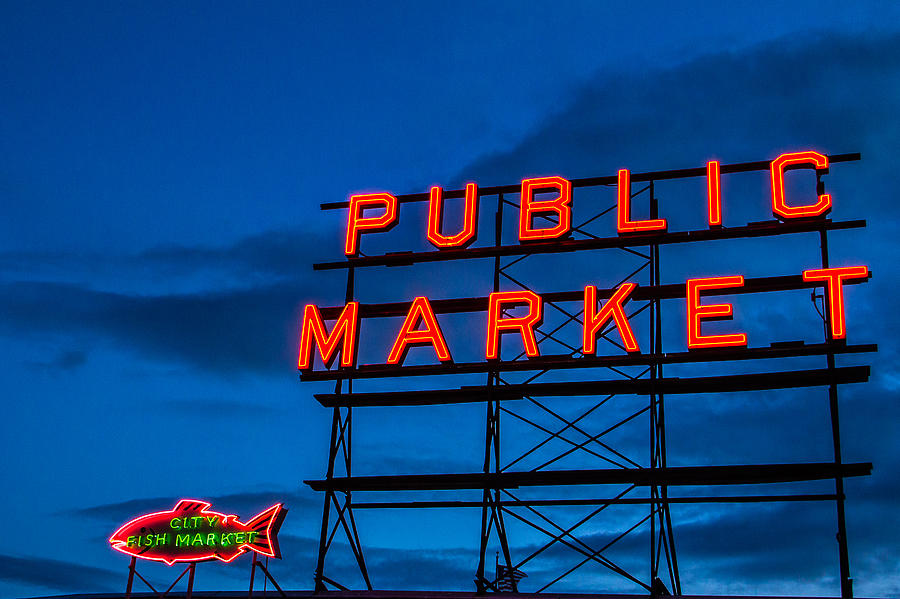 Pike Place Market Sign Seattle Washington Photograph by Steven Bateson