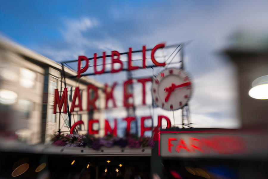Spring Photograph - Pike Place Public Market Neon Sign by Scott Campbell