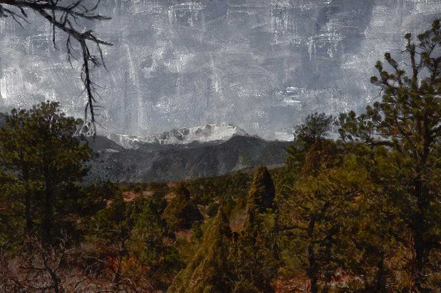 Pikes Peak 1 Digital painting Digital Art by Ernest Echols