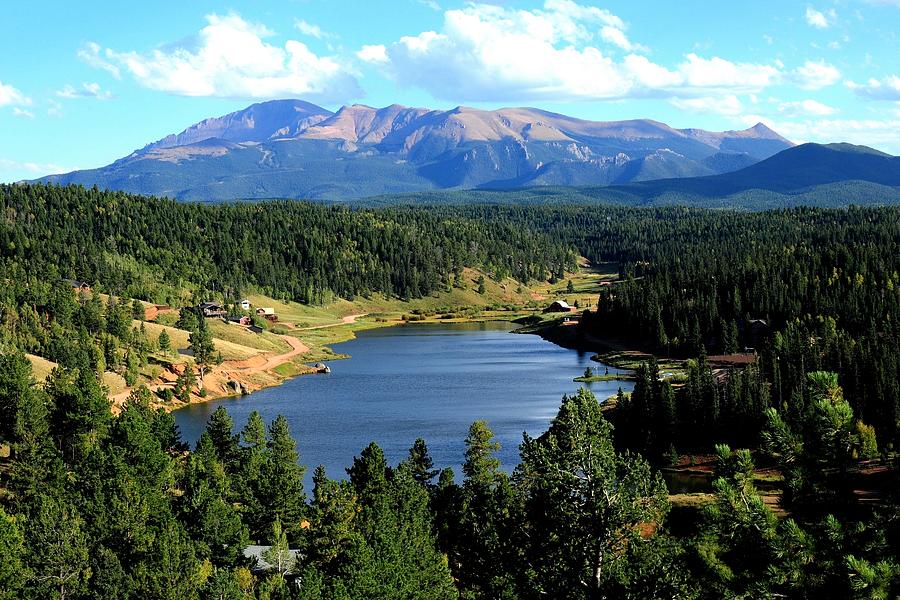 Pikes Peak and Burgess Lake in Summer Photograph by Marilyn Burton