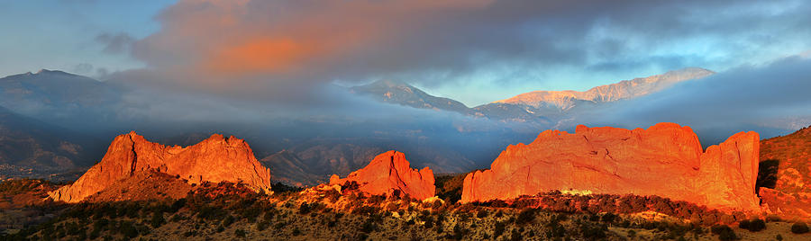 Pikes Peak and Garden of the Gods Panorama Photograph by Ken Smith