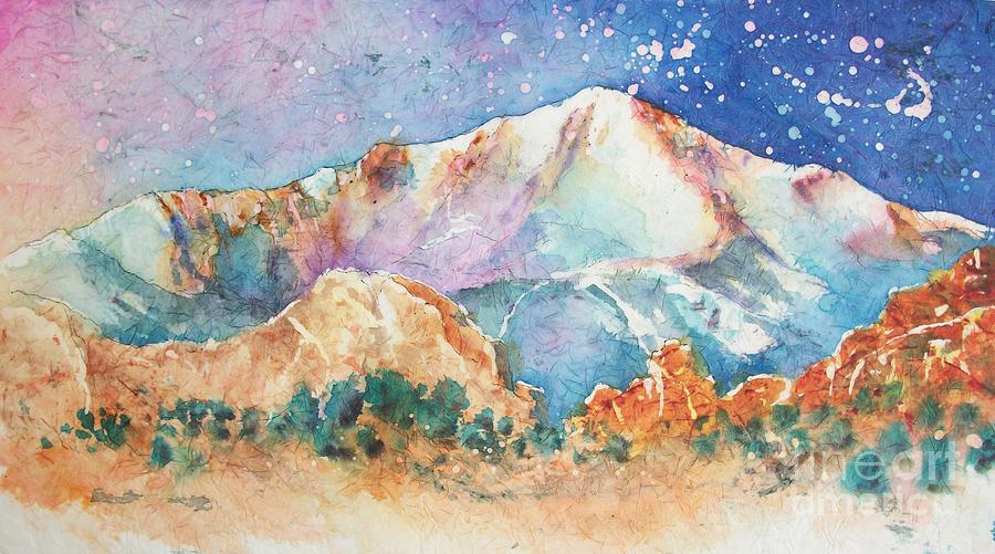 Pikes Peak Over the Garden of the Gods Painting by Carol Losinski Naylor
