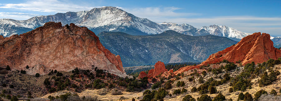 Colorado Springs Photograph - Pikes Peak Panorama - Garden of the Gods - Colorado Springs by Gregory Ballos