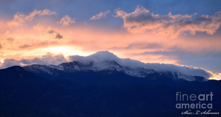 Snow Capped Sunset Over Pikes Peak Photograph by Shar Schermer | Fine ...