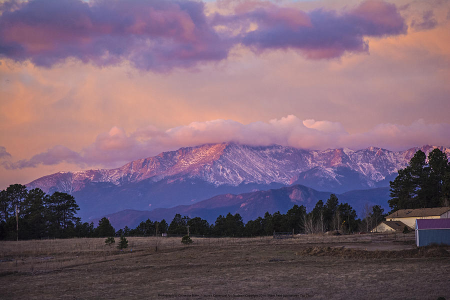 Pikes Peak Sunrise with Cap Cloud Photograph by Catherine Blake