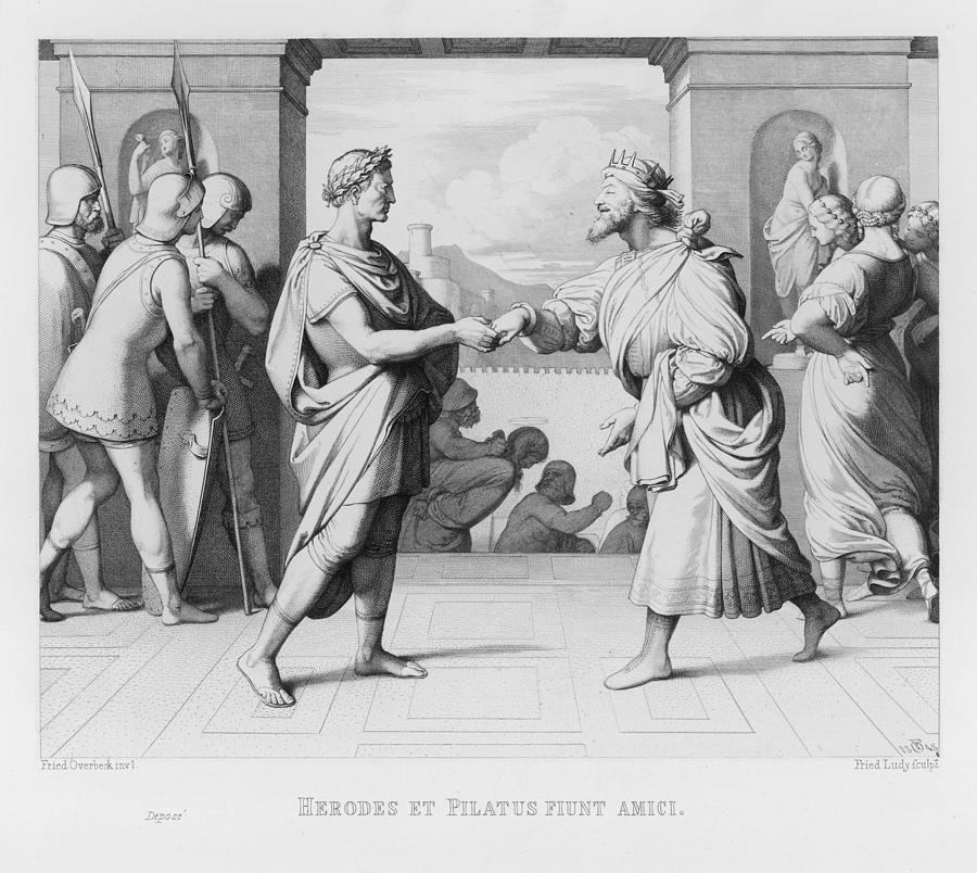 Pilate And Herod Resolve Their Drawing by Mary Evans Picture Library ...