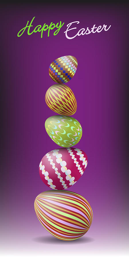 Easter Drawing - Pile of Easter egge by Alain De Maximy