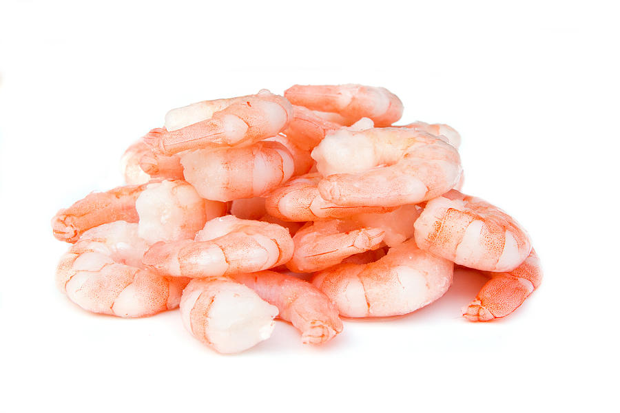 Cheese Photograph - Pile of prawns on white by Fizzy Image