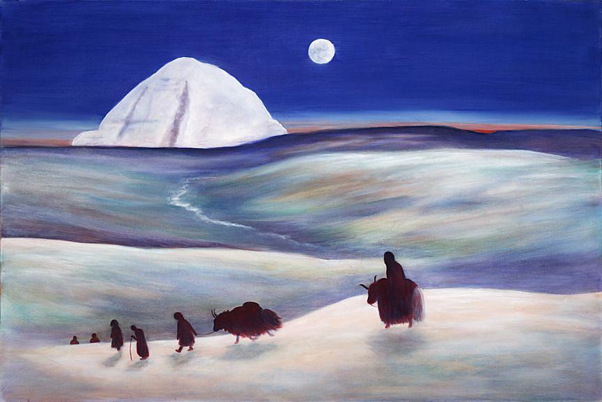 Yak Painting - Pilgrimage to Mount Kailash Tibet by Wicki Van De Veer