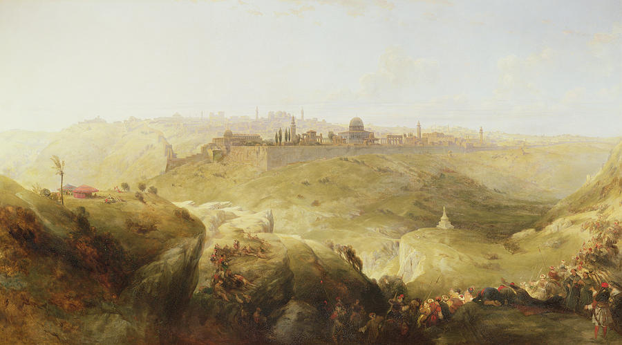 Pilgrims Approaching Jerusalem Painting by David Roberts - Fine Art America