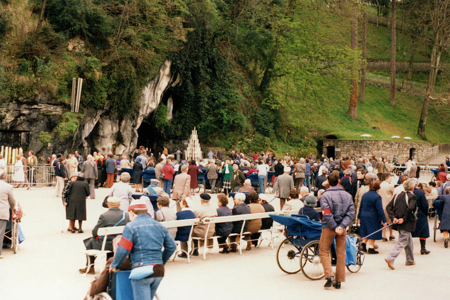 Pilgrims At The Grotto Today Photograph by Mary Evans Picture Library ...