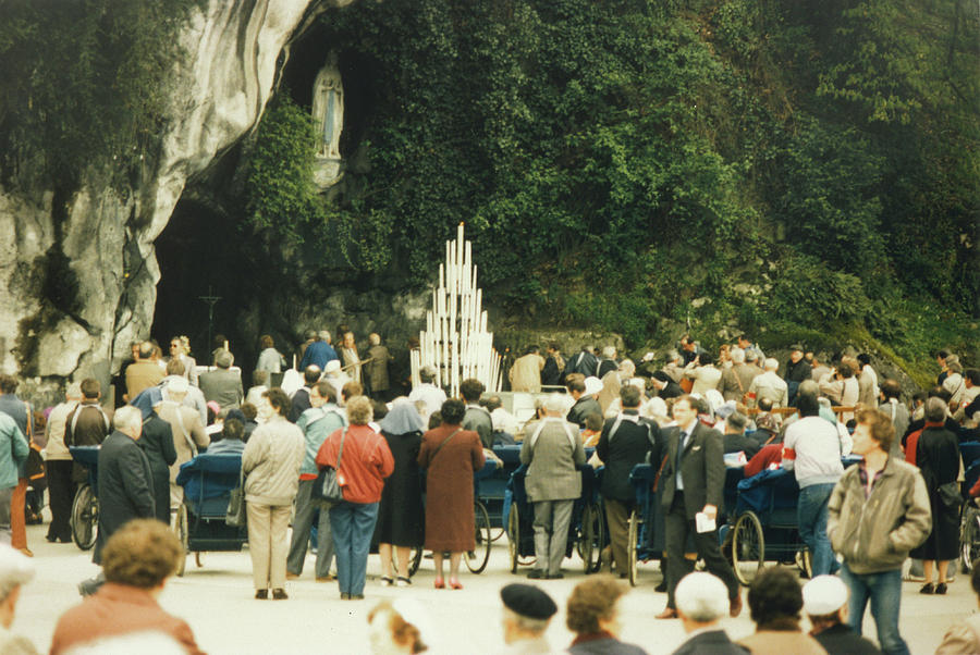Pilgrims Gather At The Grotto Where Photograph by Mary Evans Picture ...