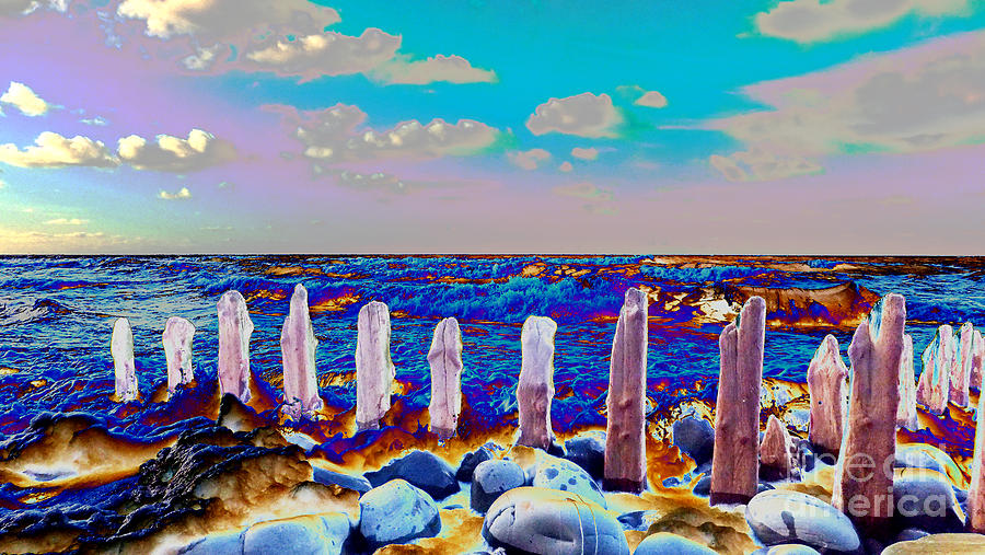 Pillars Photograph - Pillars on the beach #2 by Pete Moyes