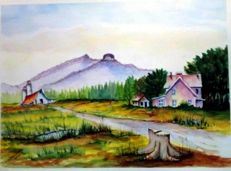 Pilot Mountain NC Farm Scene Painting by Richard Benson