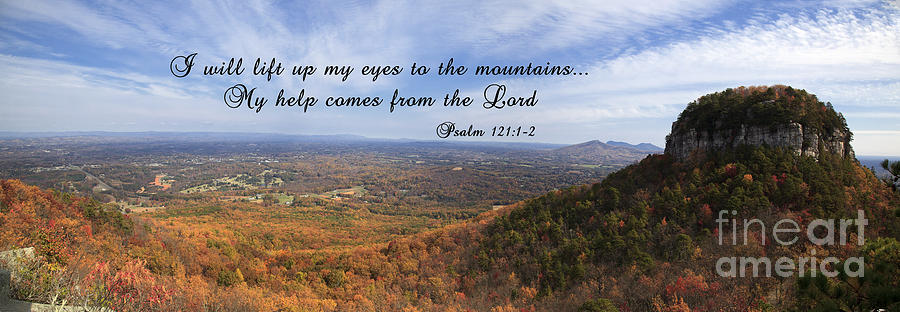 Pilot Mountain Panorama with Scripture Photograph by Jill Lang