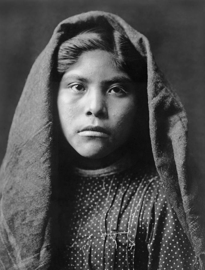 Edward Sheriff Curtis Photograph - Pima Indian girl circa 1907 by Aged Pixel