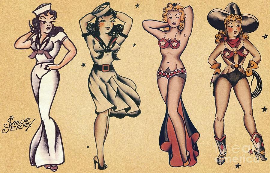 Pin Up Girl Tattoo Sheet Photograph by Action