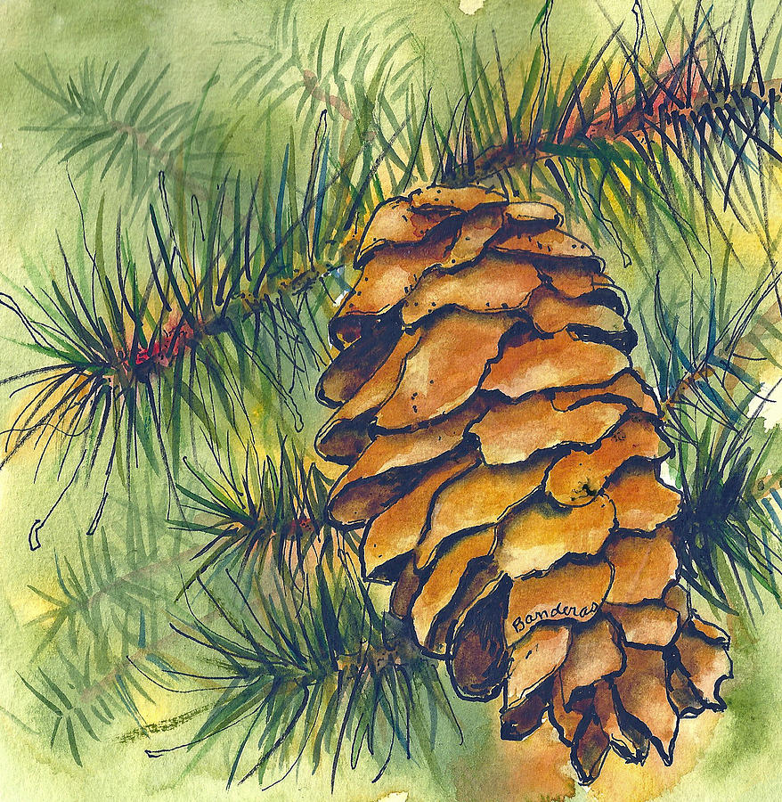 Pine Cone Painting by Terry Banderas