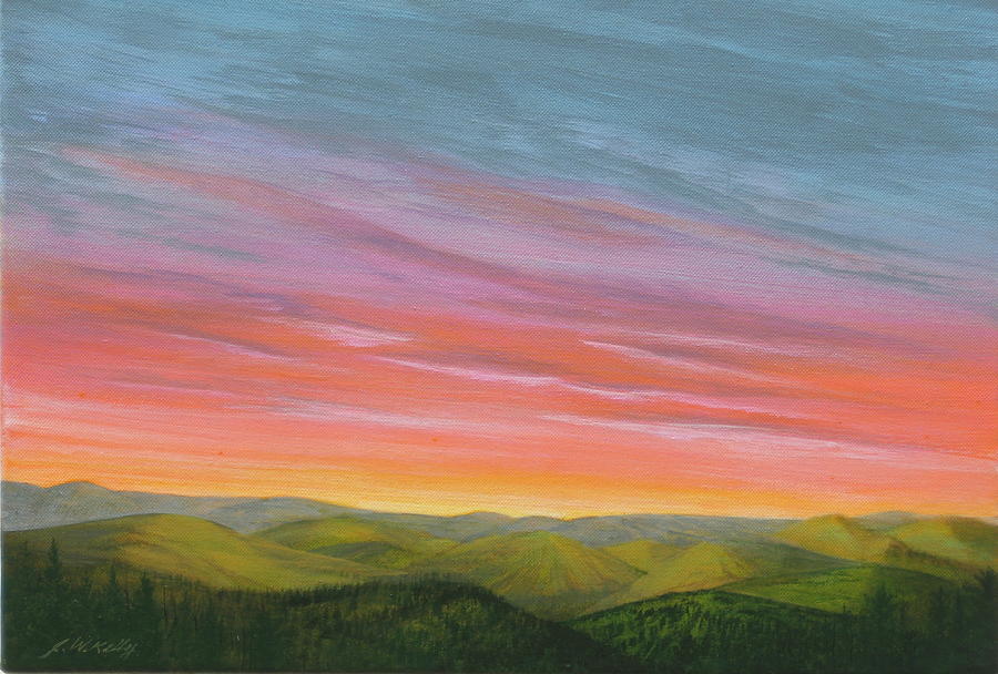 Pine Ridge Spring Sunset Painting by J W Kelly