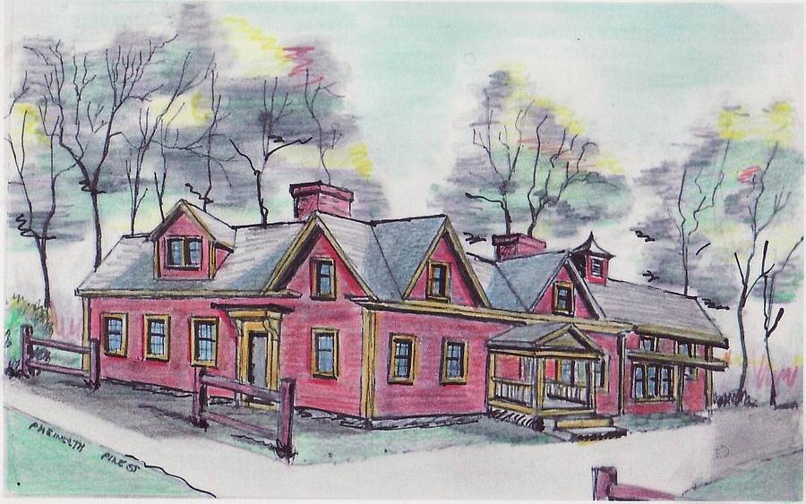 Pine Street Home Drawing by Paul Meinerth