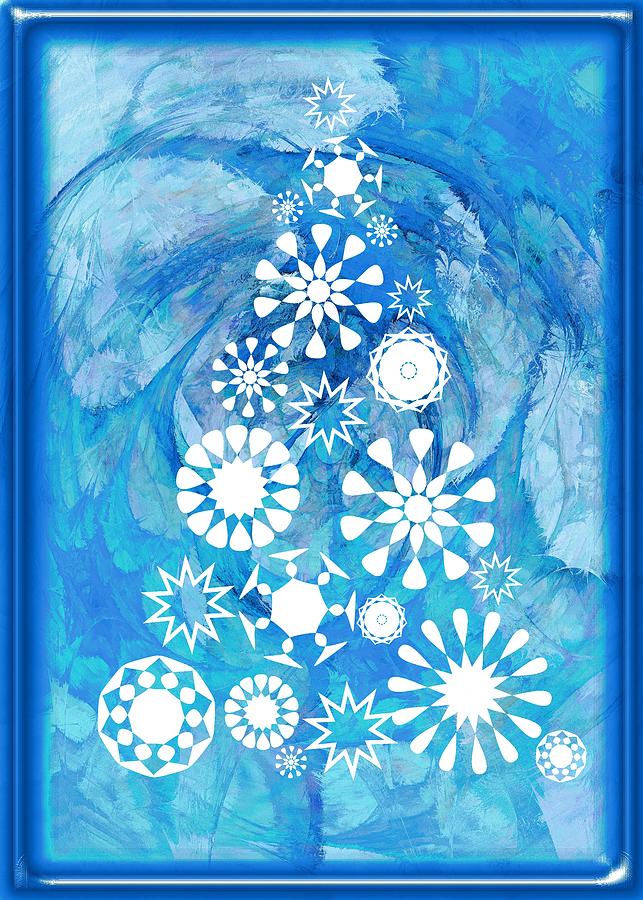 Pine Tree Snowflakes - Baby Blue Digital Art by Anastasiya Malakhova