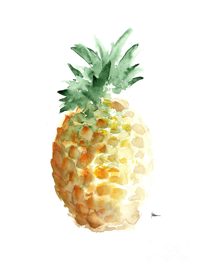 Fruit Painting - Pineapple art print watercolor painting by Joanna Szmerdt
