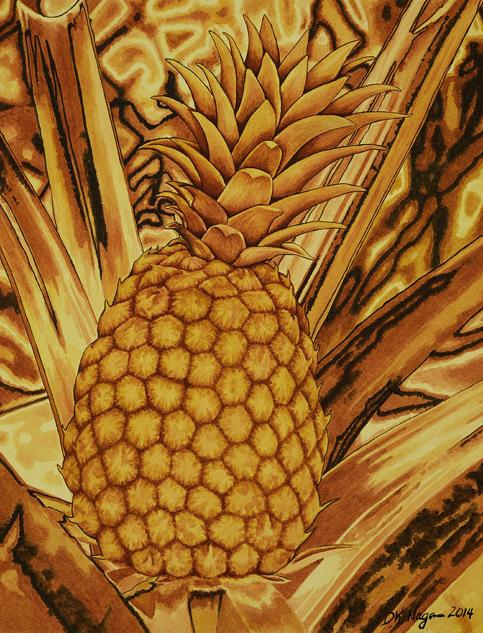 Pineapple in Rust Painting by DK Nagano
