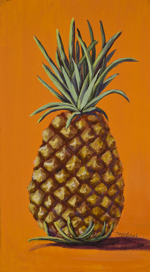 Pineapple Painting - Pineapple on Orange by Darice Machel McGuire