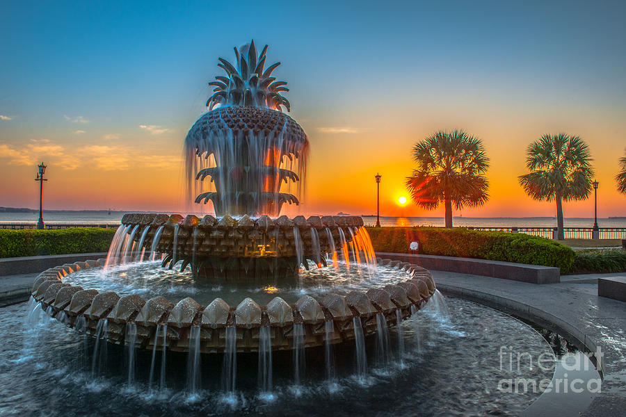 Charleston Pineapple Sunrise Photograph by Dale Powell