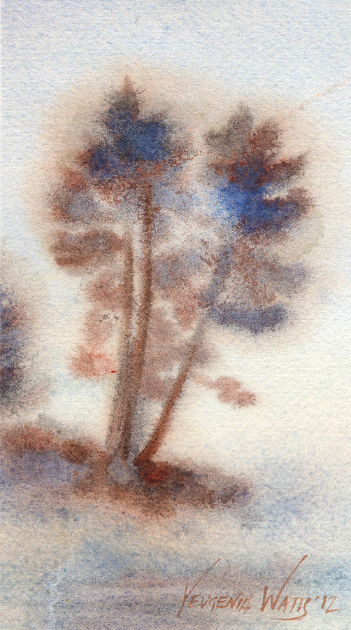 Tree Painting - Pines at the Lake by Yevgenia Watts