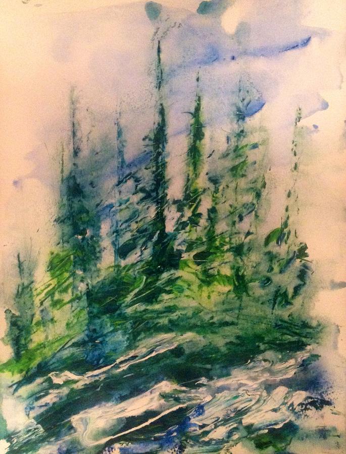 Pines in Haze Painting by Desmond Raymond