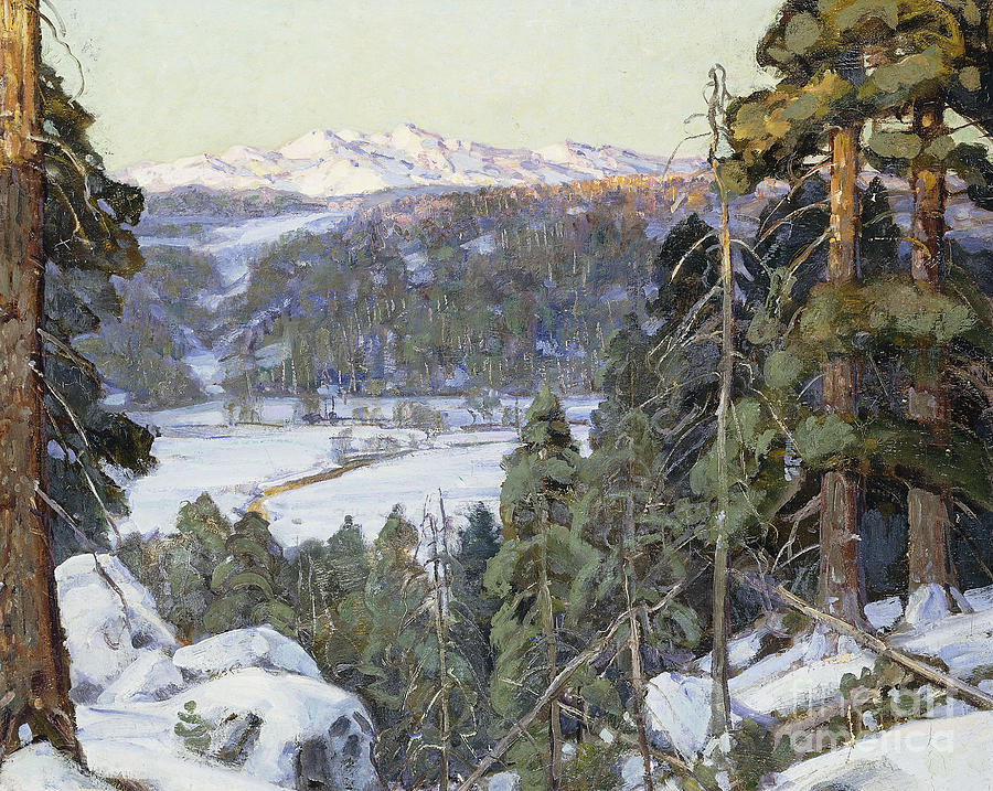 Christmas Painting - Pines in Winter by George Gardner Symons
